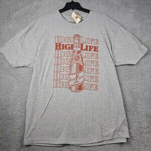 MILLER HIGH LIFE BEER Shirt MENS 3XL XXXL GRAY BREWING DRAFT Vintage Design NWT